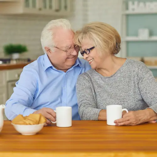 Couple at breakfast table