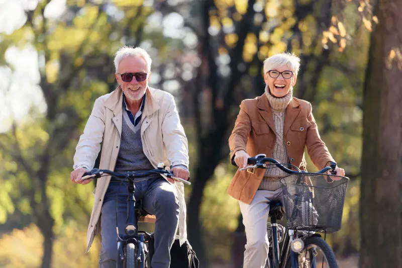 Couple on bikes